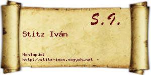 Stitz Iván névjegykártya